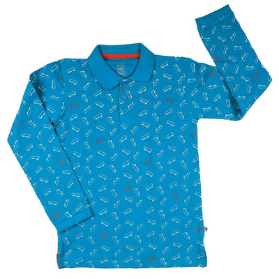 Fashion Skate Polo Shirt For Boys - Blue
