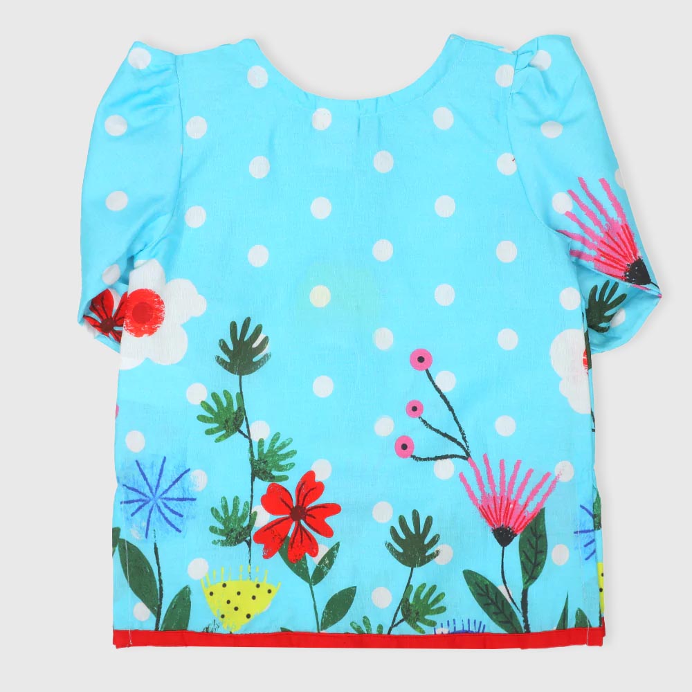 Infant Girls Digital Print Kurti Baby Floral -Blue