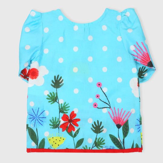 Infant Girls Digital Print Kurti Baby Floral -Blue
