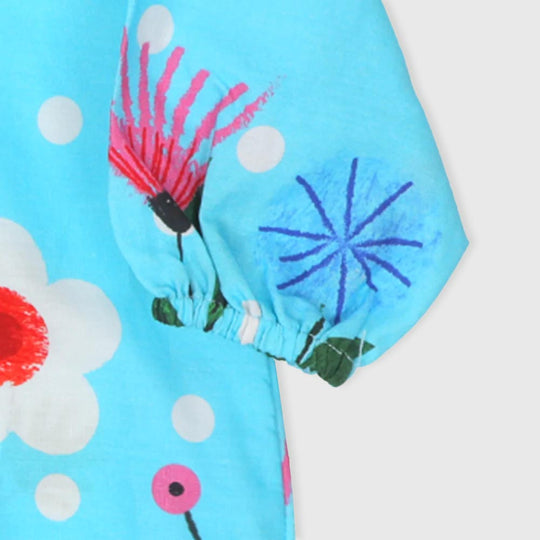 Infant Girls Digital Print Kurti Baby Floral -Blue