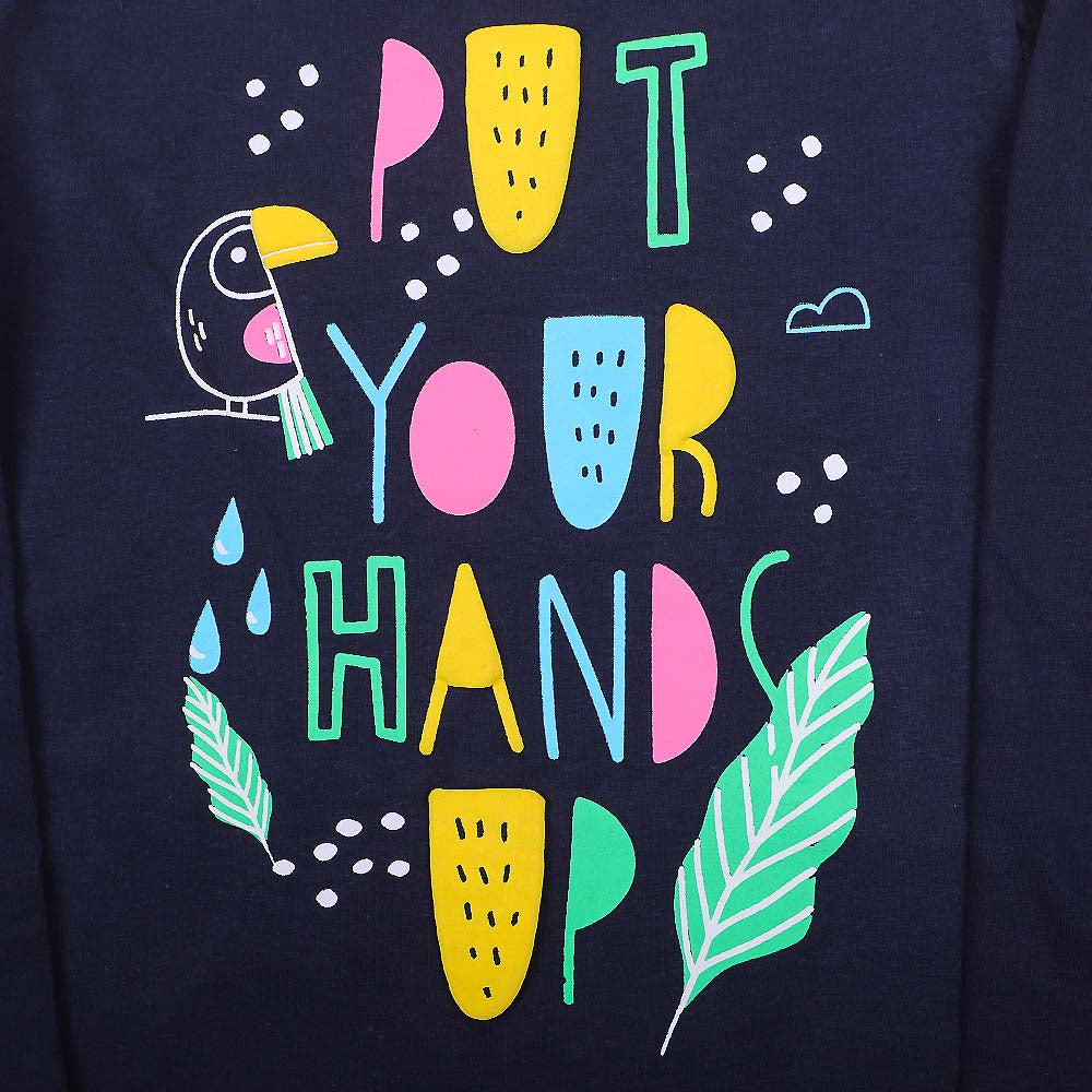 Put Your Hands Up T-Shirt For Girls - Blue