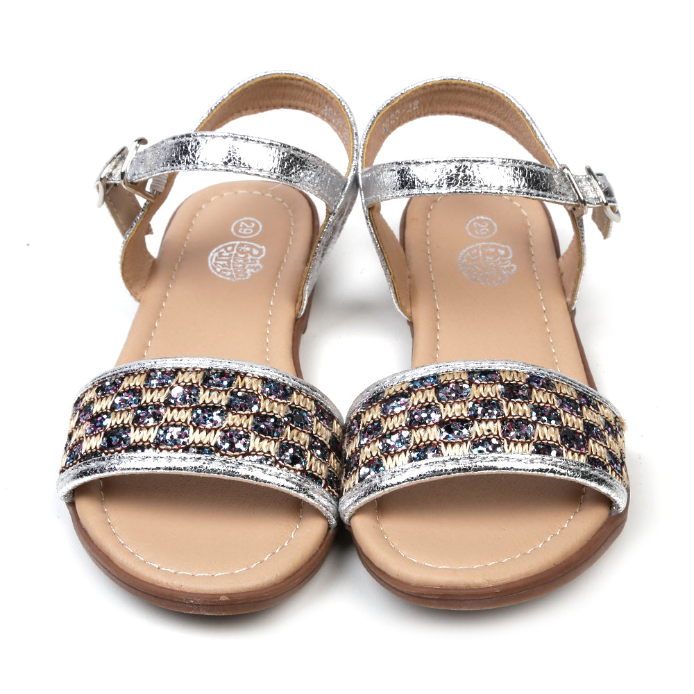 Fancy Shiny Sandal For Girls - Silver