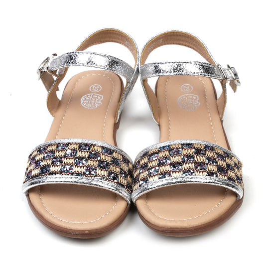 Fancy Shiny Sandal For Girls - Silver