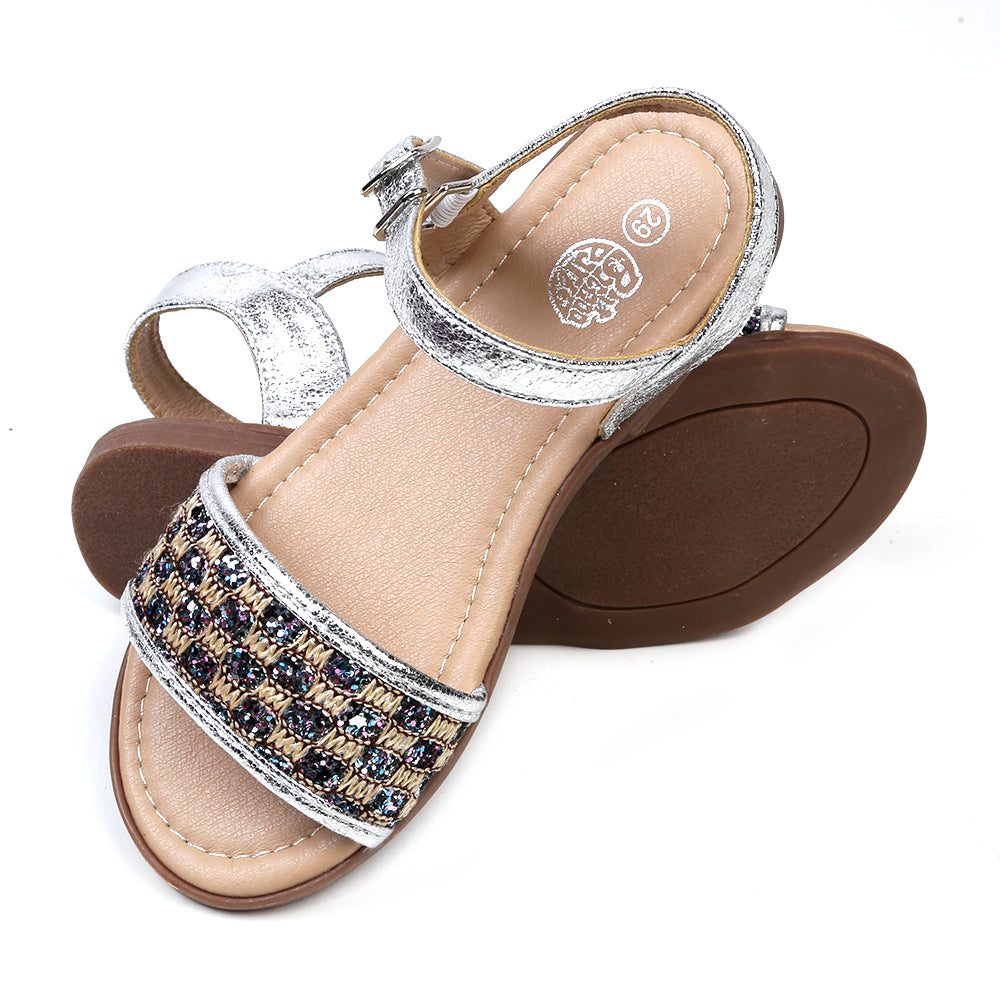 Fancy Shiny Sandal For Girls - Silver