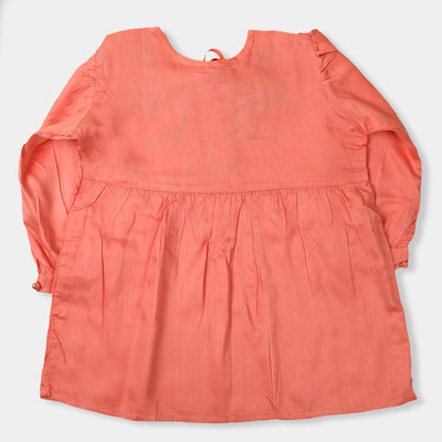 Embroidered Brighter Top For Girls - Peach