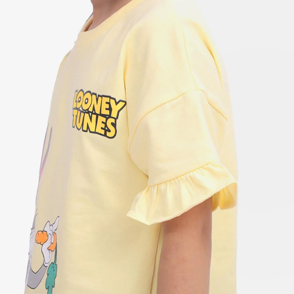 Girls T-Shirt Character - Pastel Yellow