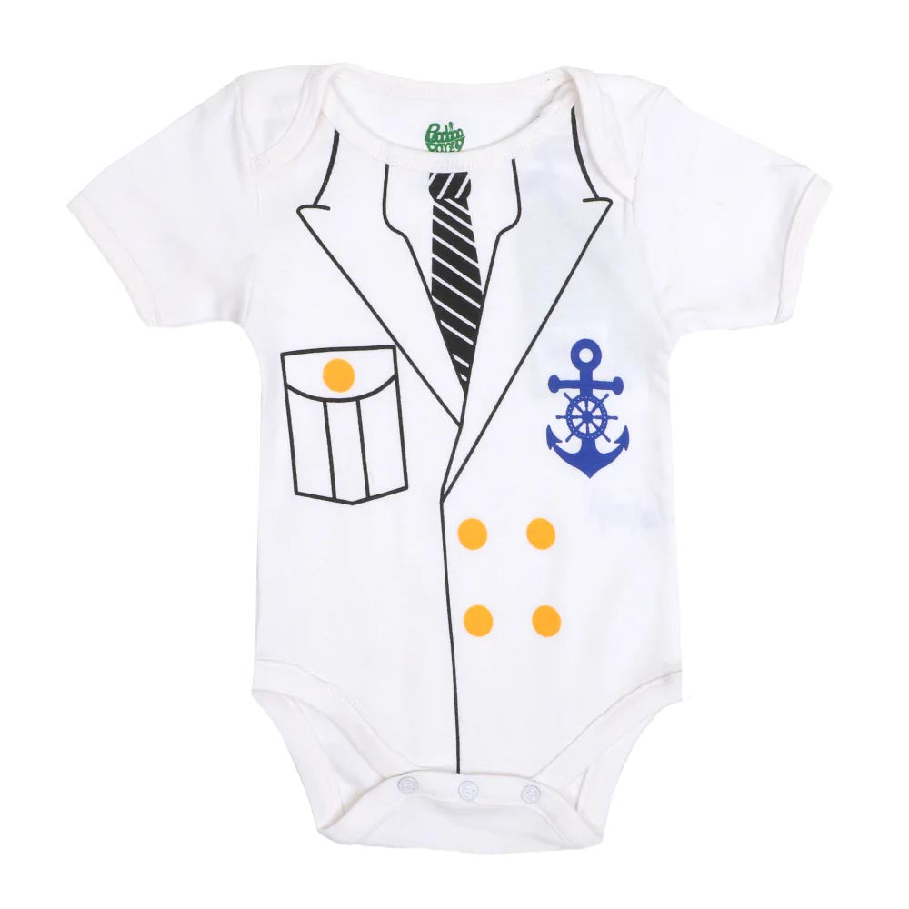 Infant Boys Knitted Romper  - White