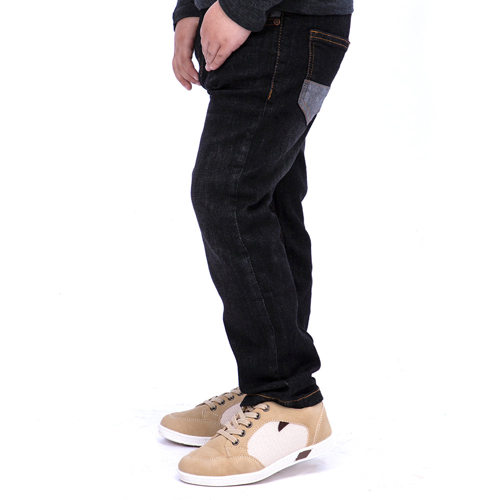 Cutnsew Denim Pant For Boys - Black