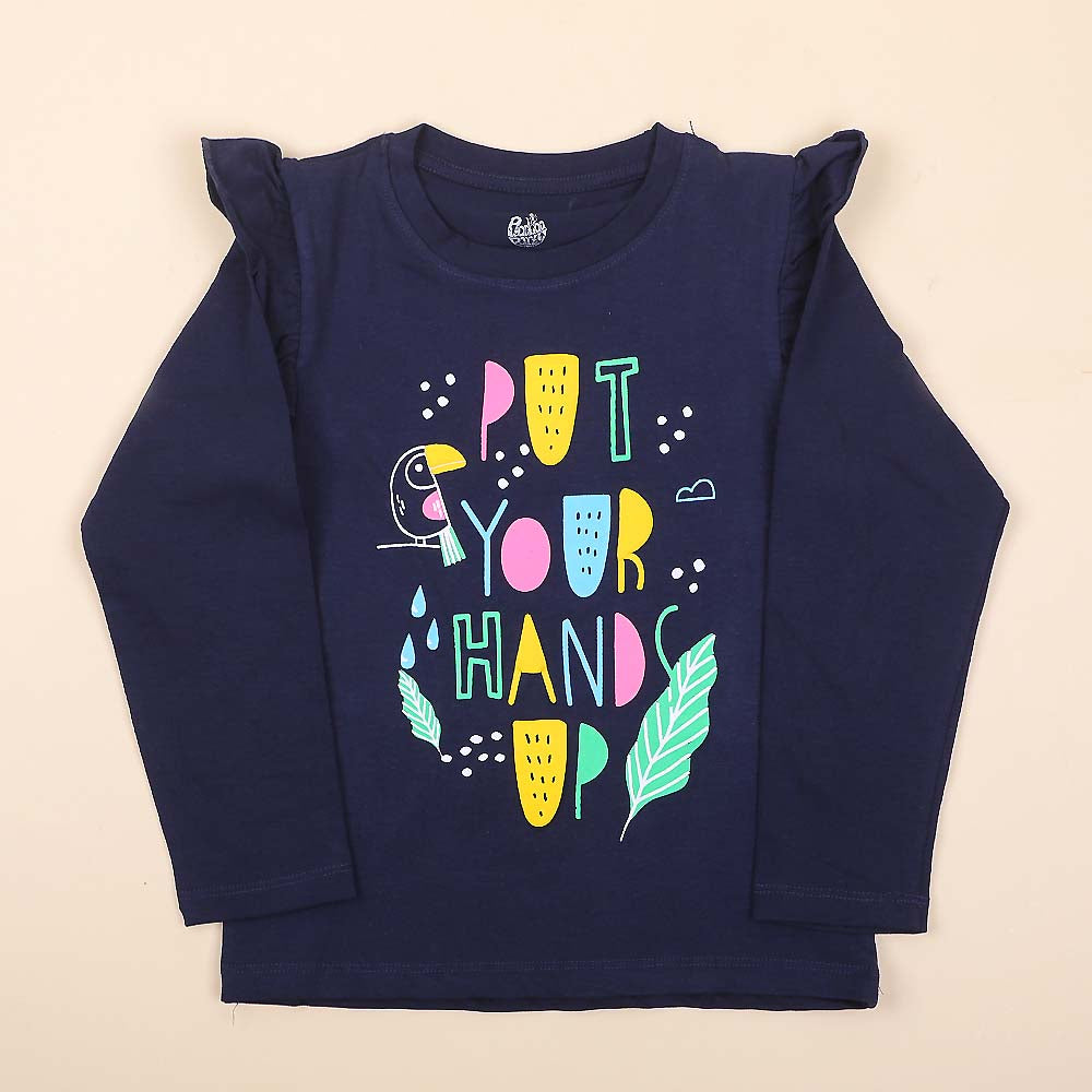 Put Your Hands Up T-Shirt For Girls - Blue