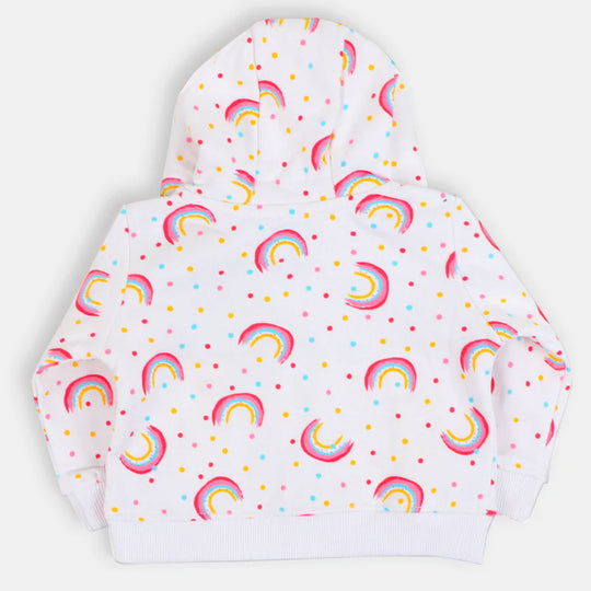 Infant Girls Hooded Jacket Rainbow - White