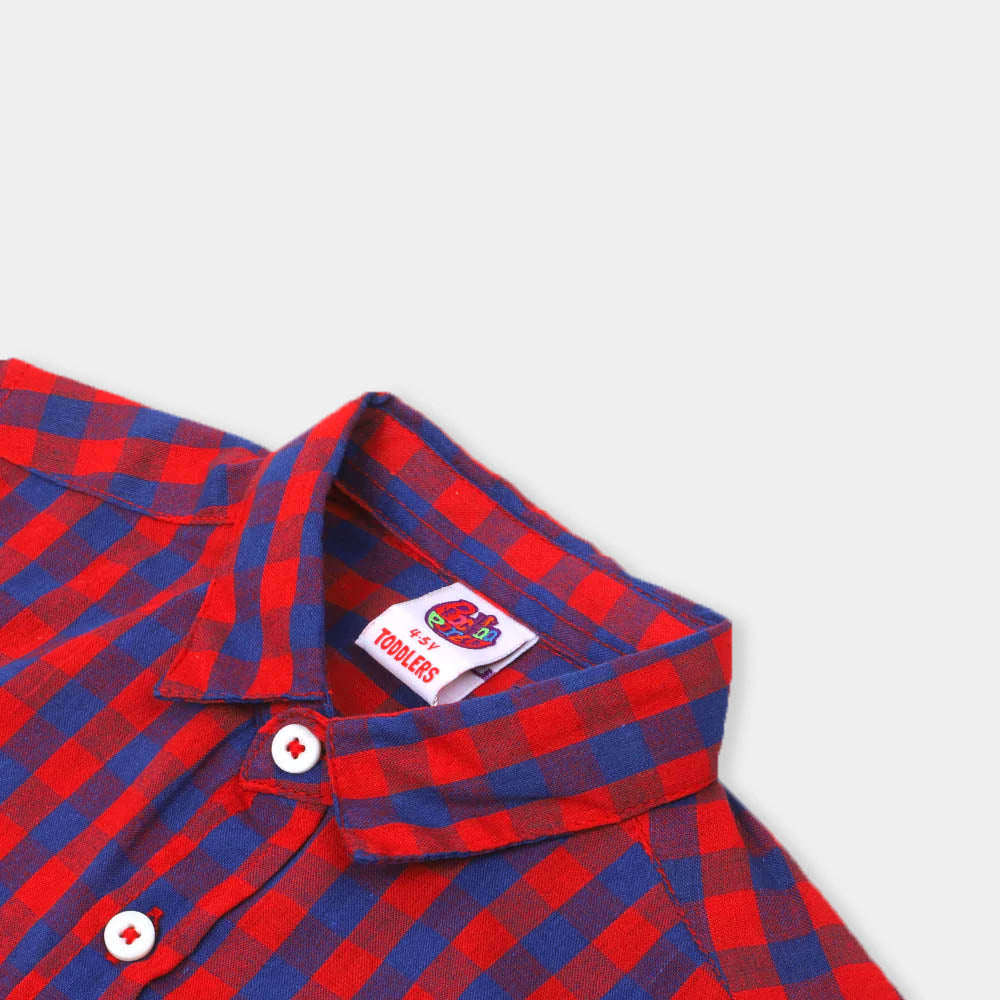 Boys Casual Shirt Check - Red/Blue