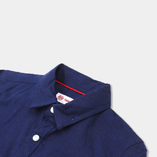 Boys Casual Shirt Snap Loop-Blue