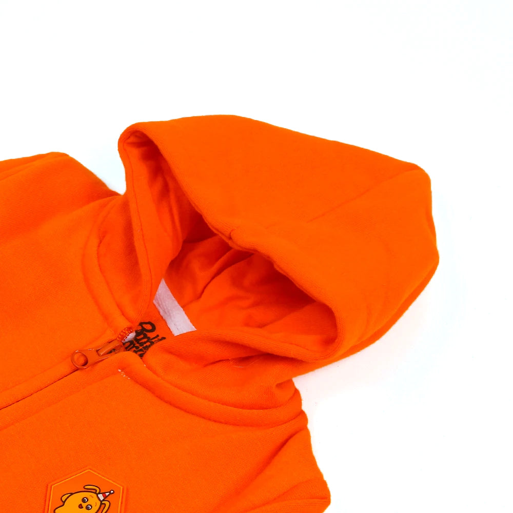 Zipper Fleece Hoodie For Girls - Orange