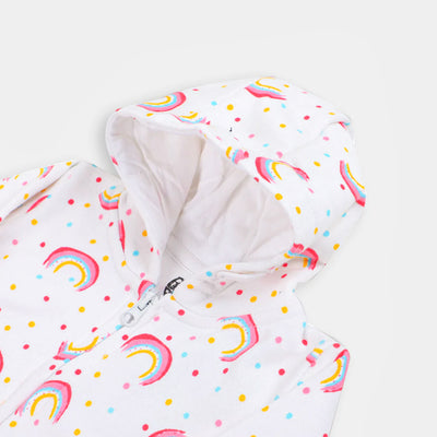 Infant Girls Hooded Jacket Rainbow - White