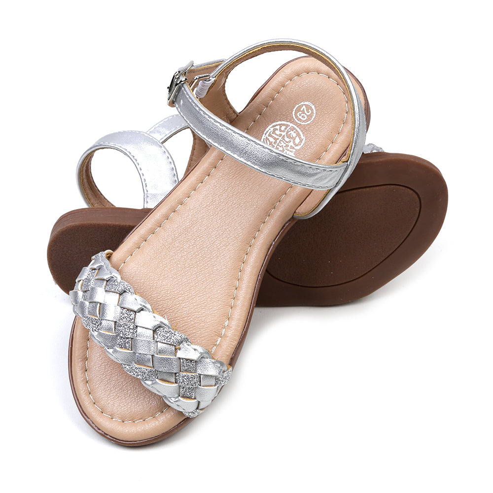 Fancy Strap Sandals For Girls - Silver