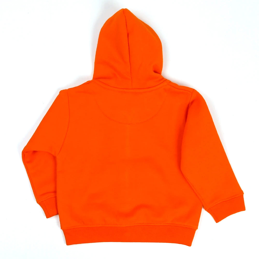 Zipper Fleece Hoodie For Girls - Orange