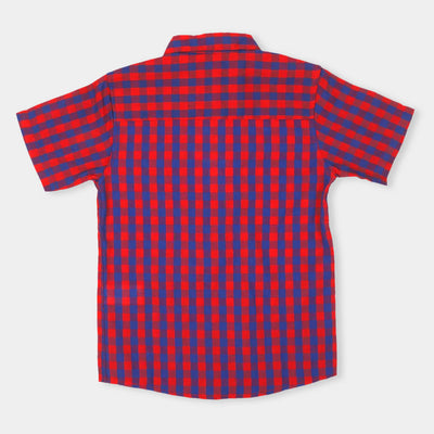 Boys Casual Shirt Check - Red/Blue