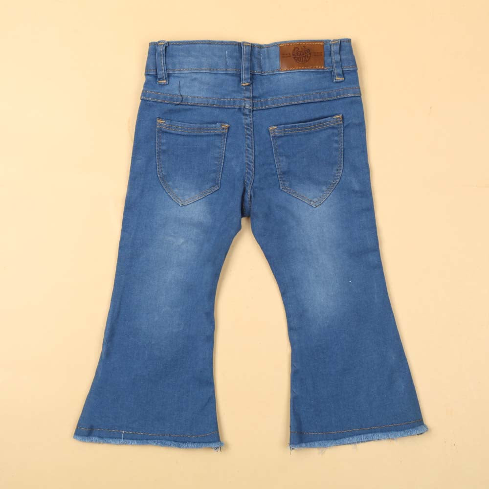 Character Denim Pant For Girls - Ice Blue