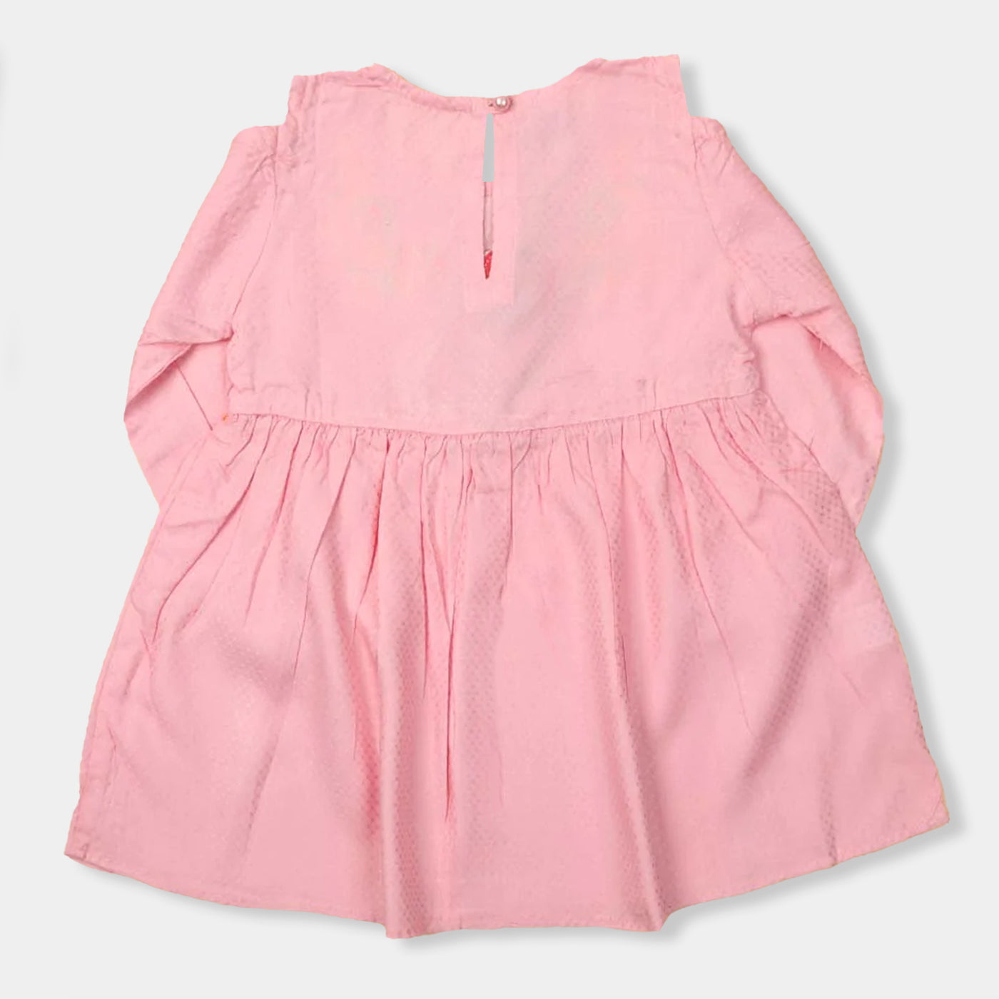 Embroidered Pom Pom Top For Girls - Pink