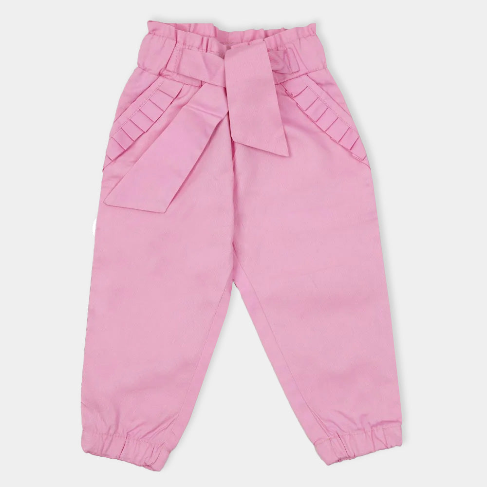 Infant Girls Pant Cotton Pocket Frill - Pink
