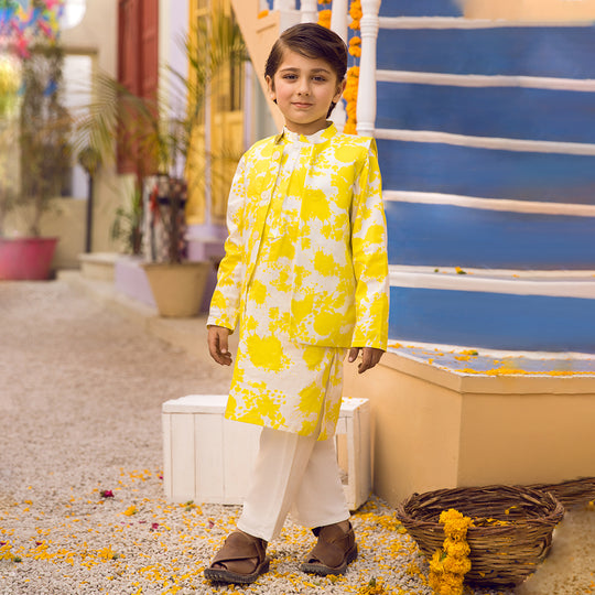 Boys Cotton 3Pcs Suit - Yellow