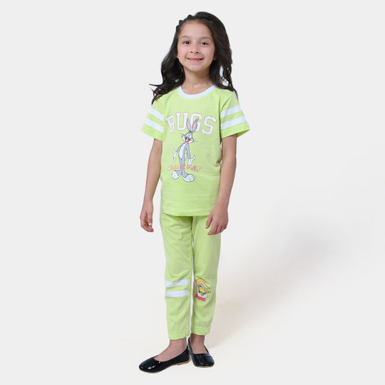 Girls Cotton 2Pcs Suit Character - Green