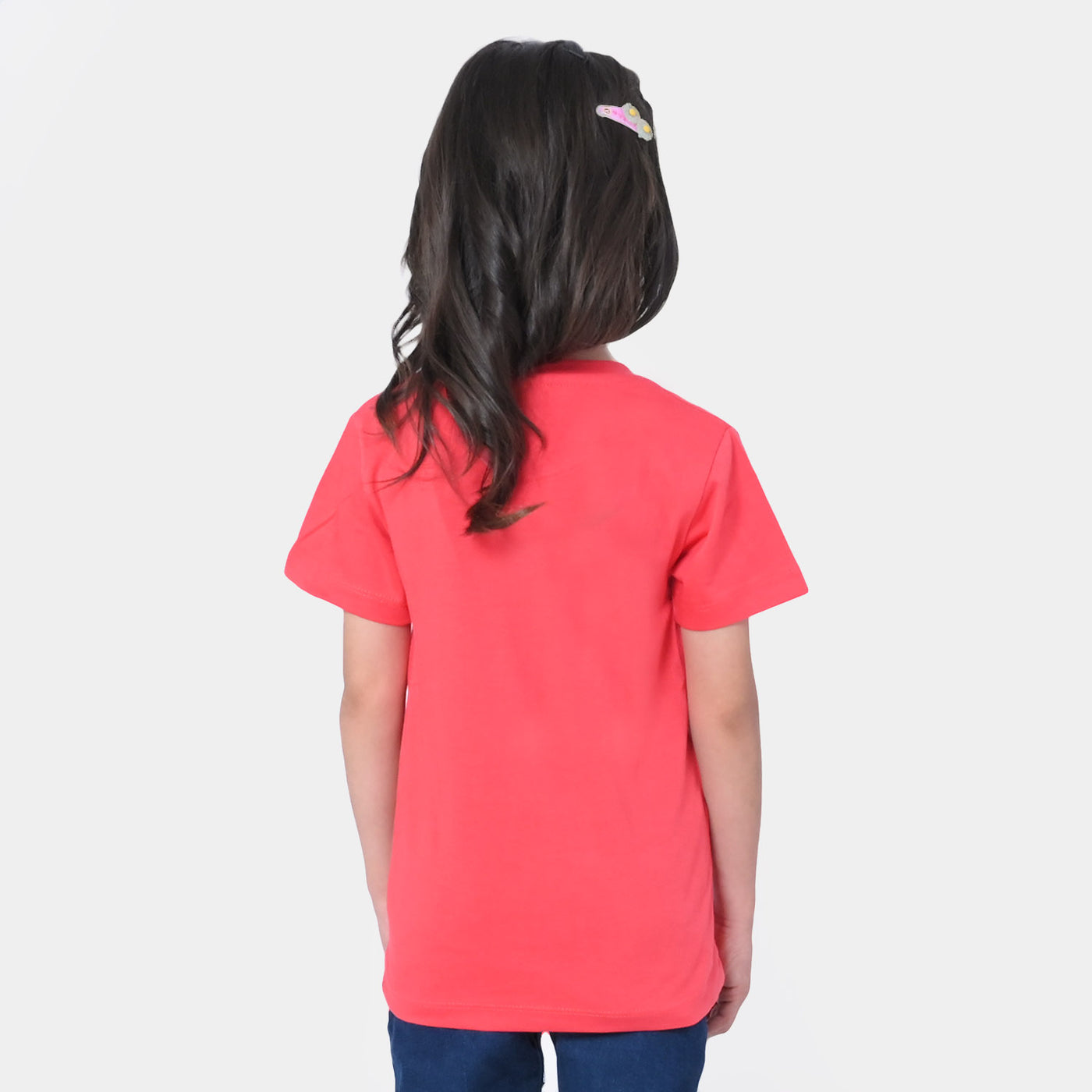 Girls Cotton T-Shirt Tiger | Poppy Red