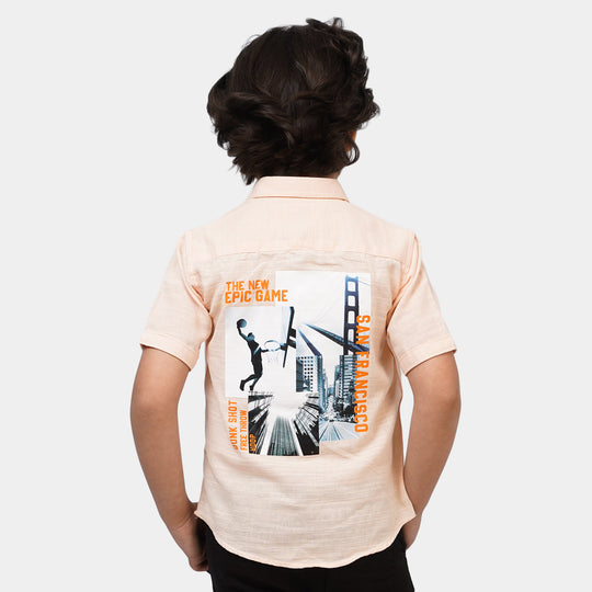 Boys Cotton Casual Shirt Epic Game - Peach