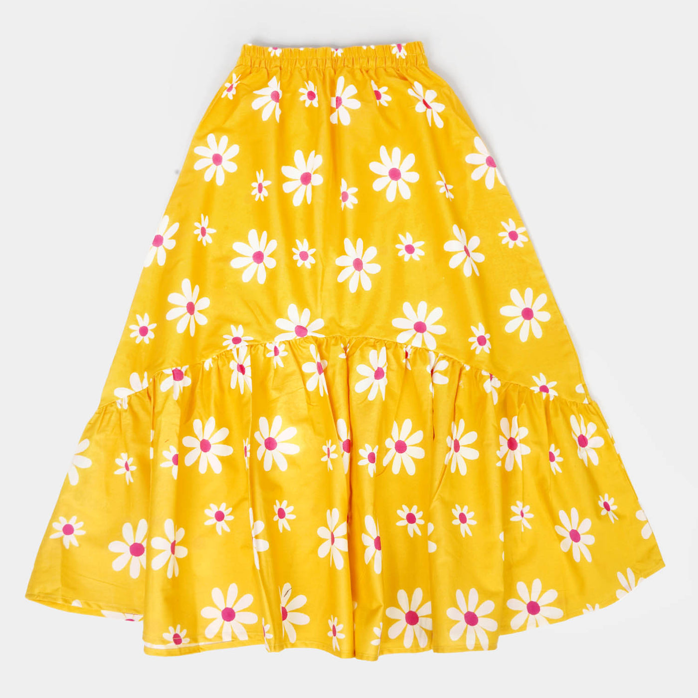 Girls Cotton Digital Print Long Skirt Elegant - Citrus