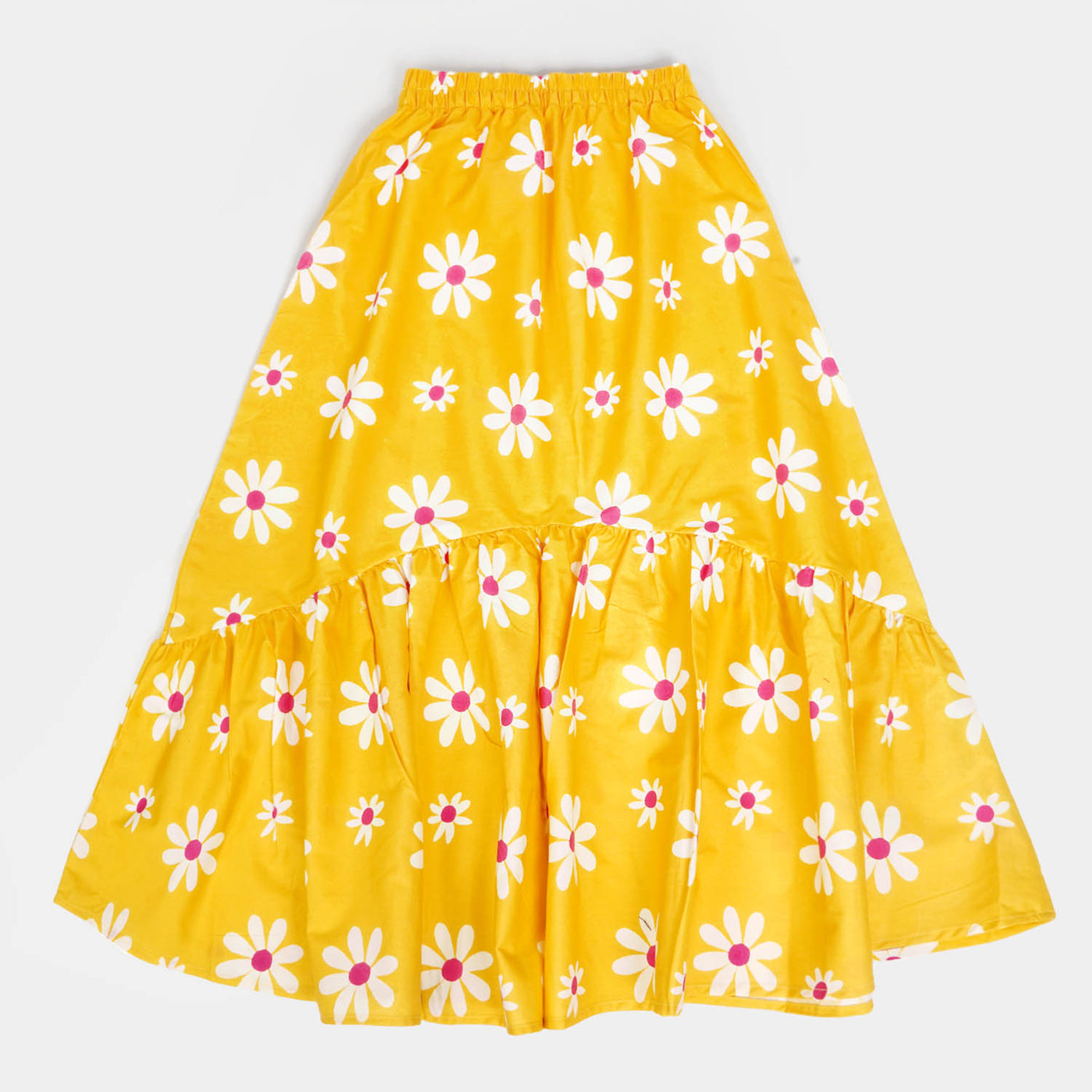 Girls Cotton Digital Print Long Skirt Elegant - Citrus