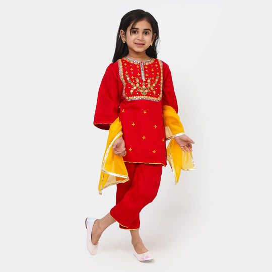 Girls Fancy 3Pcs Suit - Red
