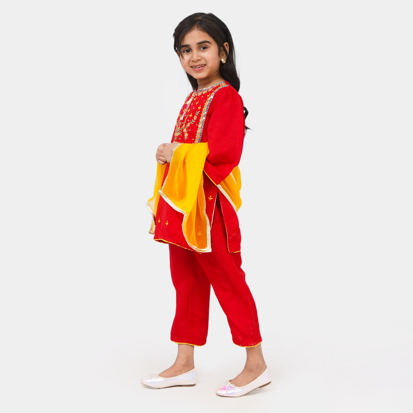 Girls Fancy 3Pcs Suit - Red