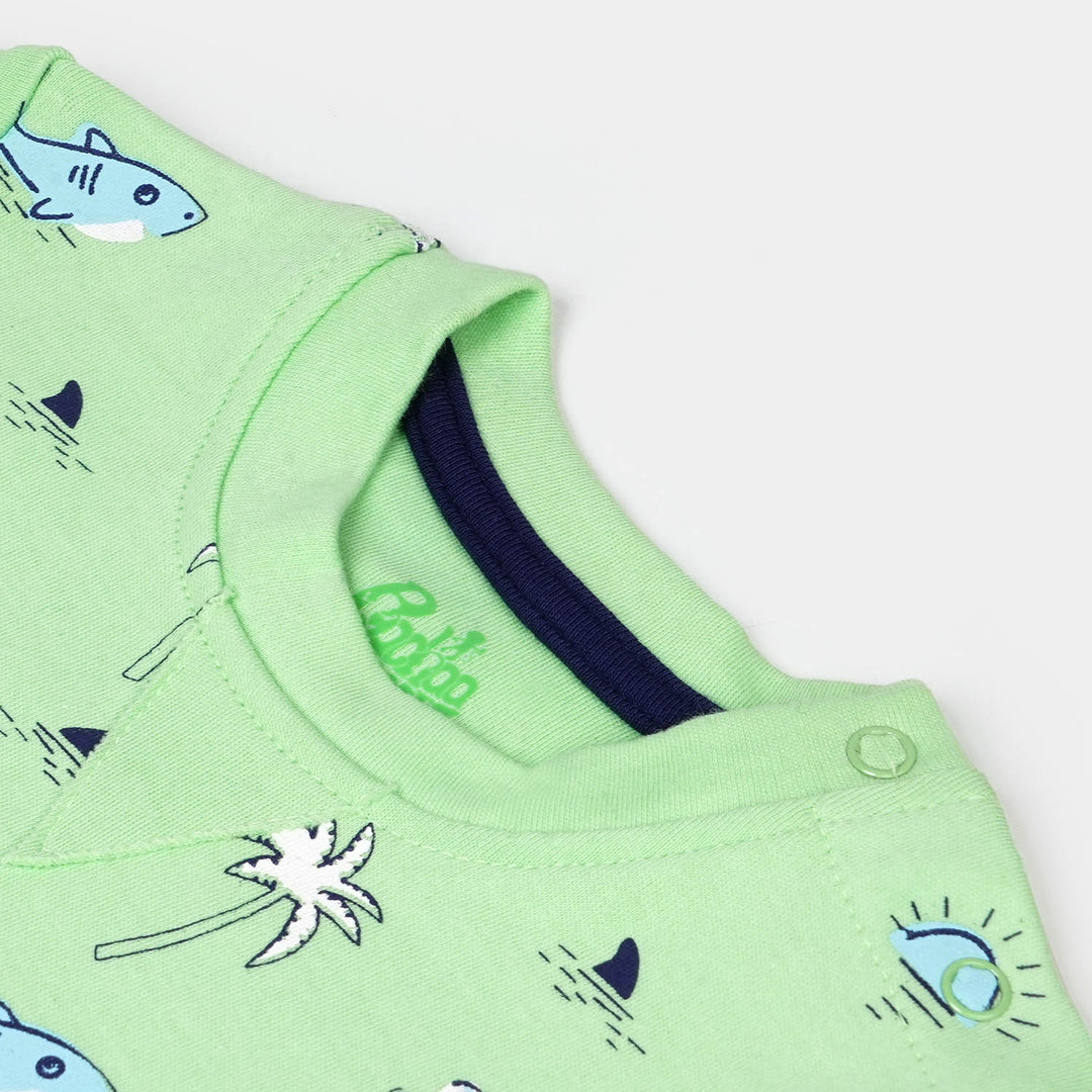 Infant Boys Cotton Set 2Pcs Beach Shark - Sea Green