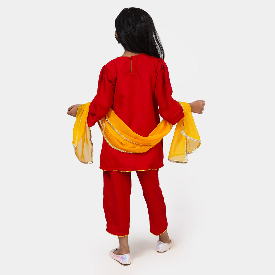 Girls Fancy 3Pcs Suit - Red