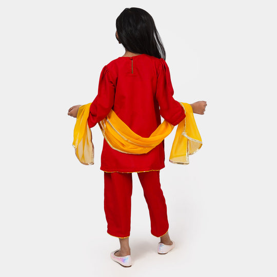 Girls Fancy 3Pcs Suit - Red