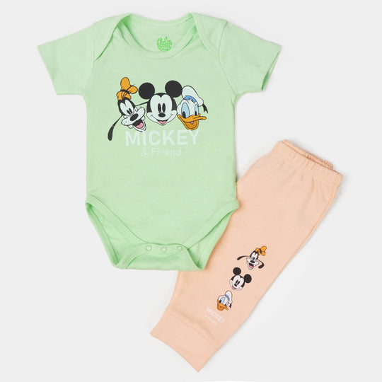 Infant Boys Cotton Set 2 Pcs Character - Sea Green/Peach