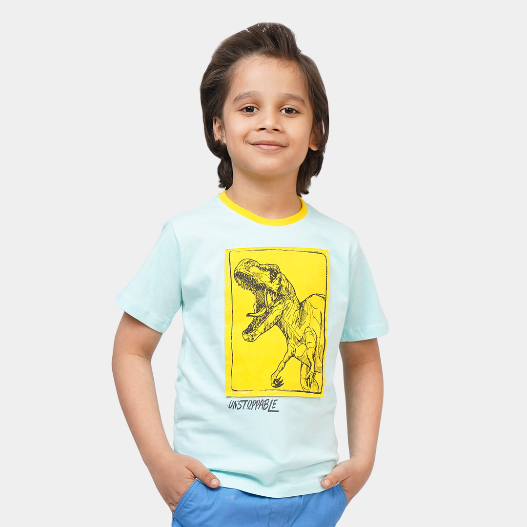 Boys Cotton T-Shirt Unstoppable - Sea green