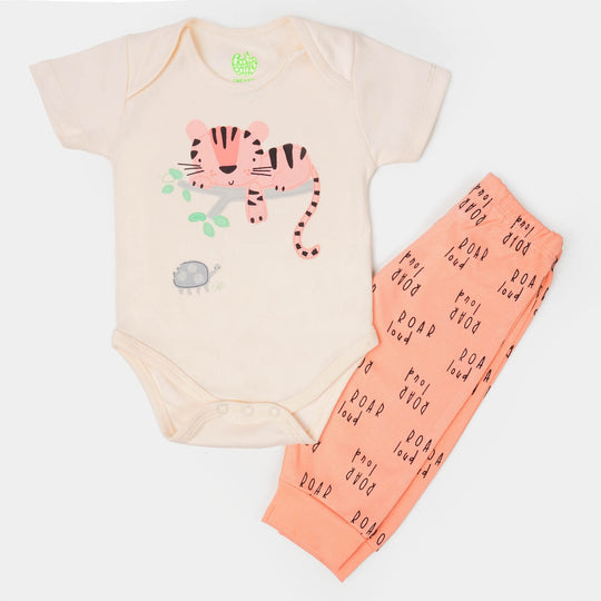 Infant Boys Cotton Set 2Pcs Roar Loud - Light Peach