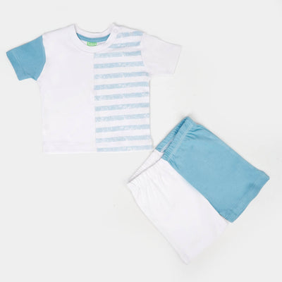 Infant Girls Cotton 2Pcs Suit Cut & Sew Stripe - White