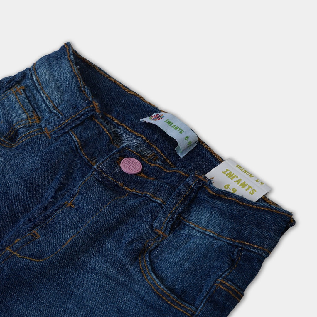 Infant Girls Pant Denim Bottom - Mid Blue