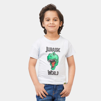 Boys Cotton T-Shirt Jurassic World - Ancient White