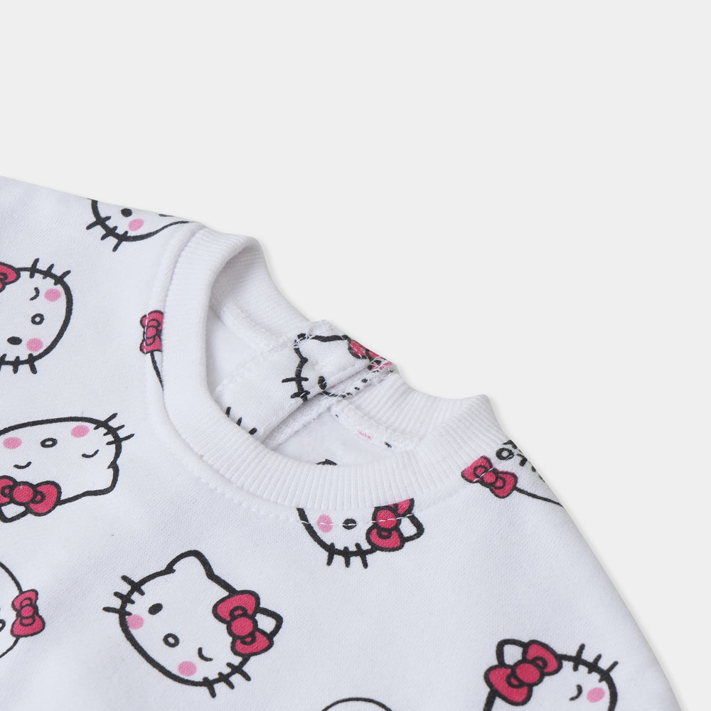 Infant Girls Sweatshirt Cartoon Character - White