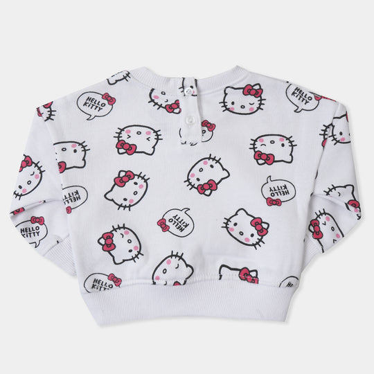 Infant Girls Sweatshirt Cartoon Character - White