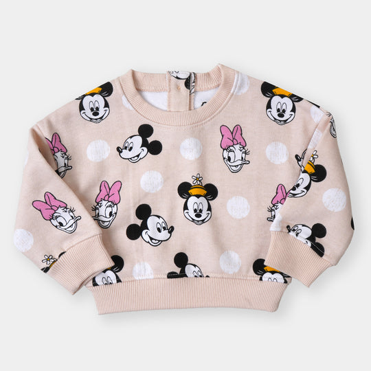 Infant Girls Sweatshirt Cartoon Character - Light Peach