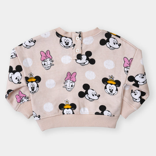 Infant Girls Sweatshirt Cartoon Character - Light Peach