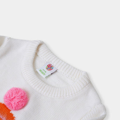 Infant Girls Sweater Fluffy Motif - Winter White