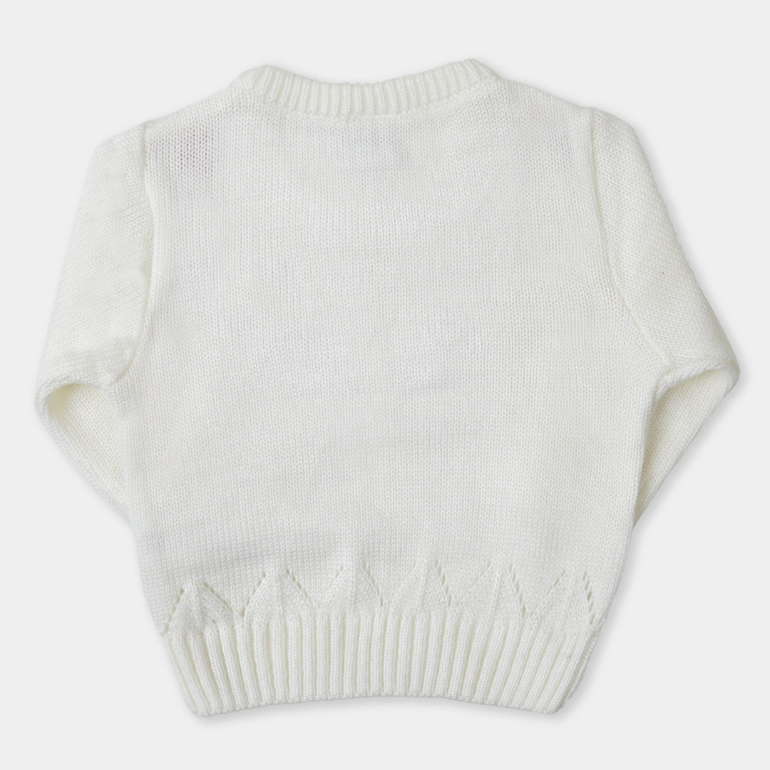 infant Girls Sweater Floral - White