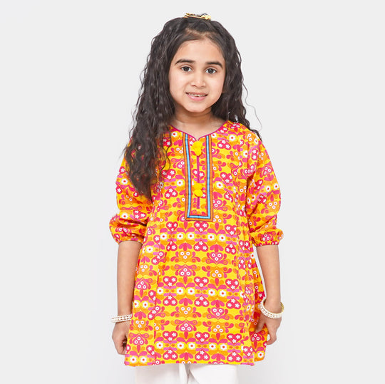 Girls Cotton Digital Printed Kurti Little Feast | Multi