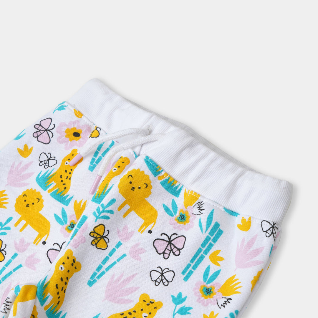 Girls Printed Pyjama Lion - White