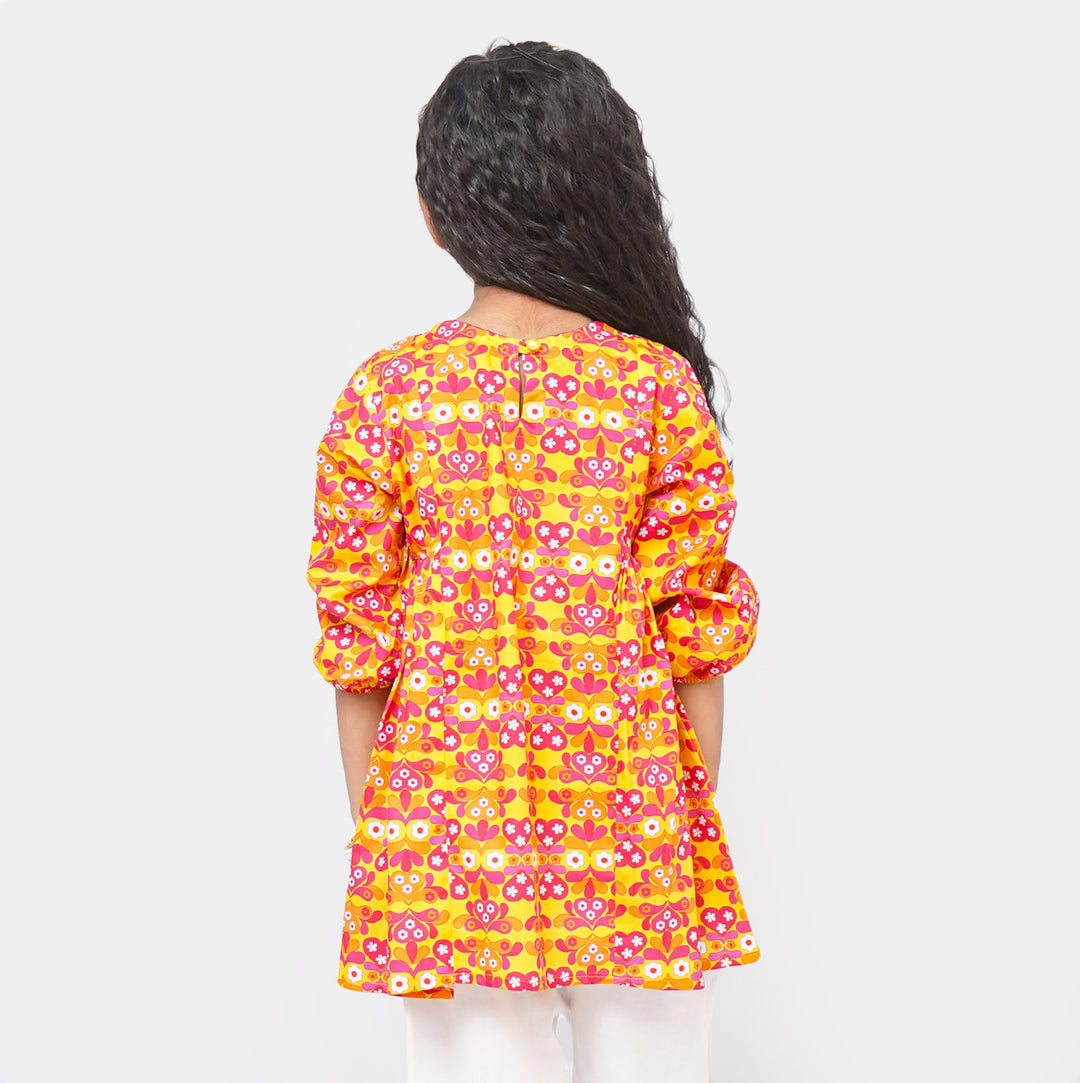 Girls Cotton Digital Printed Kurti Little Feast | Multi